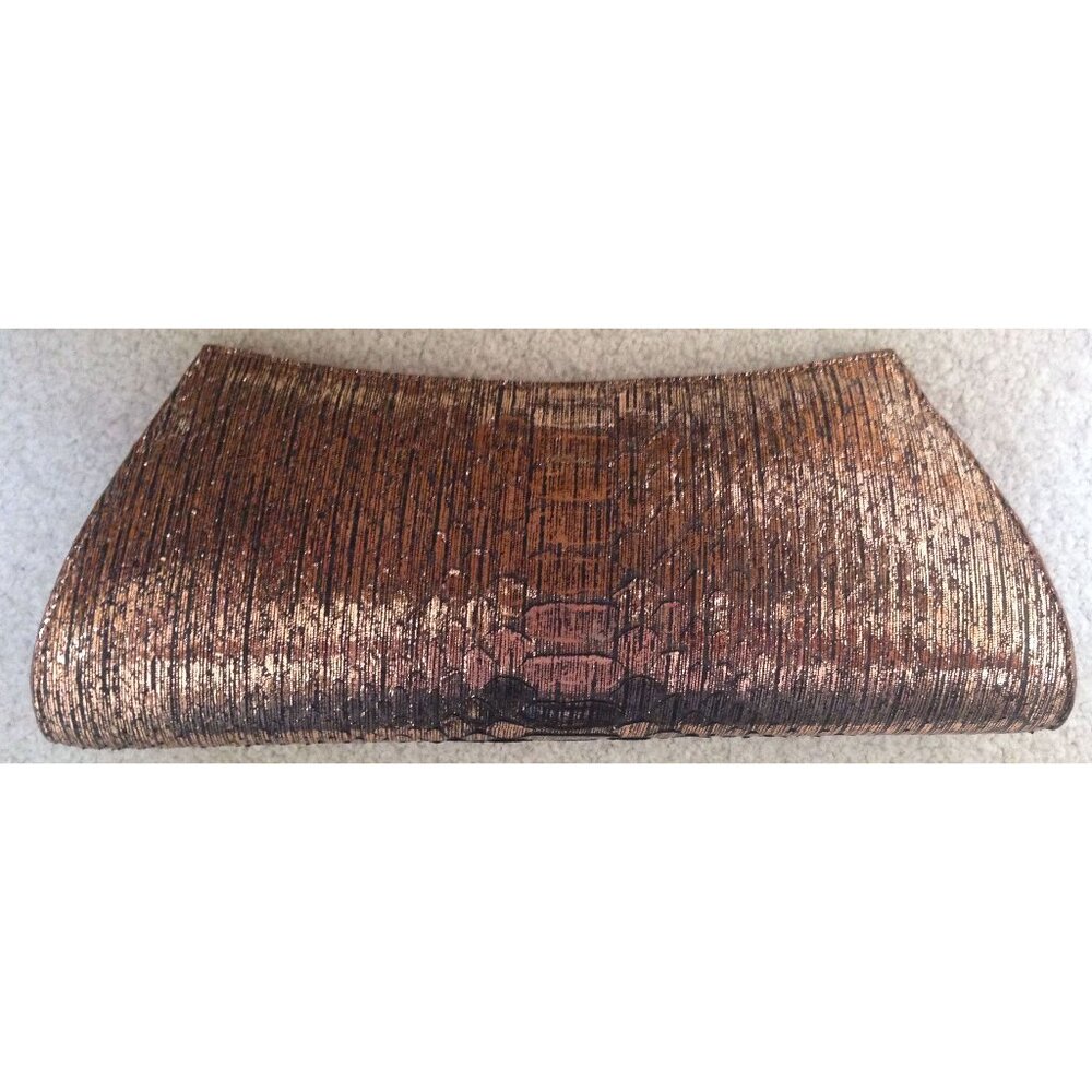 Auth Brand New Nancy Gonzalez GENUINE PYTHON metallic bronze clutch orig $1,860